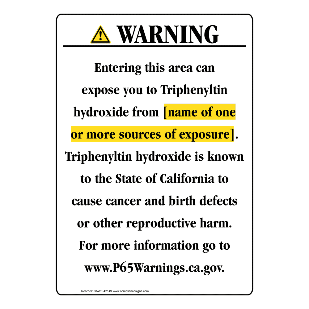 Portrait California Prop 65 Chemical Exposure Area Warning Sign CAWE-42149
