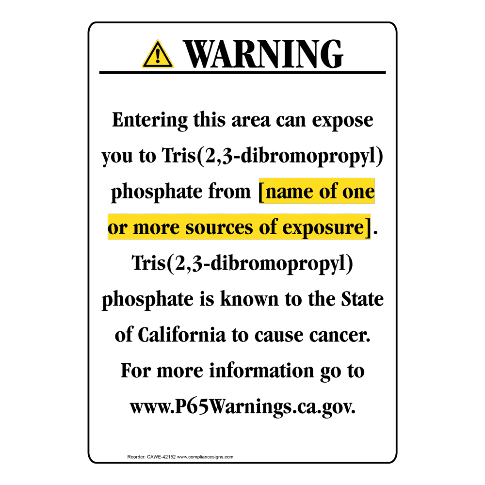 Portrait California Prop 65 Chemical Exposure Area Warning Sign CAWE-42152