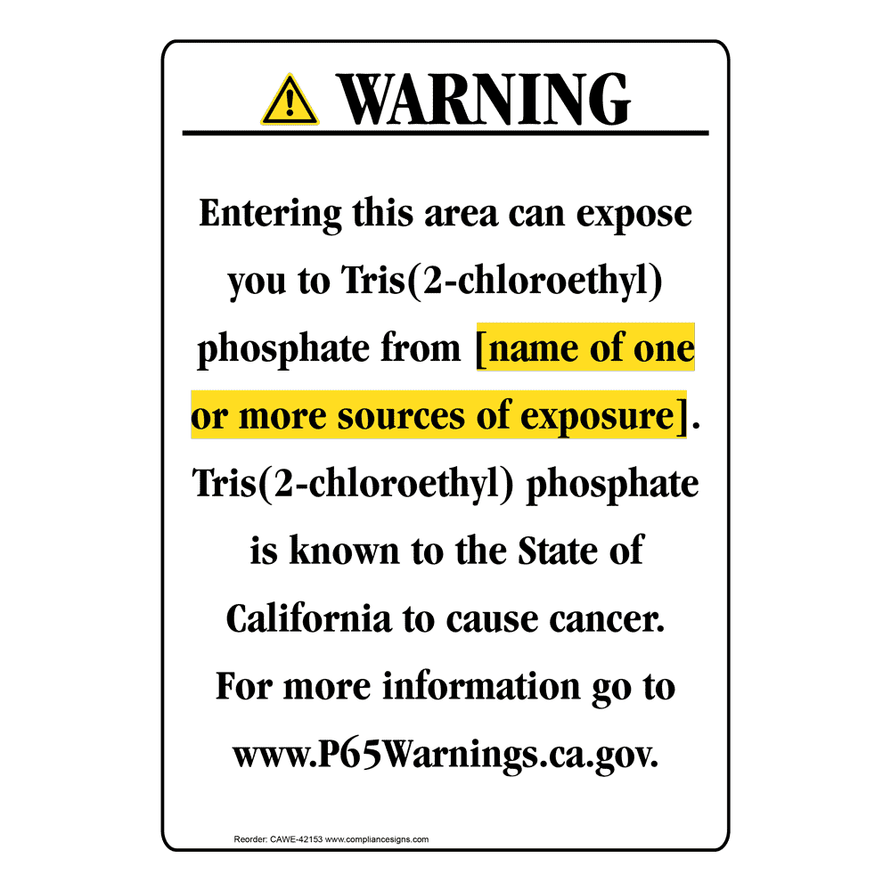 Portrait California Prop 65 Chemical Exposure Area Warning Sign CAWE-42153