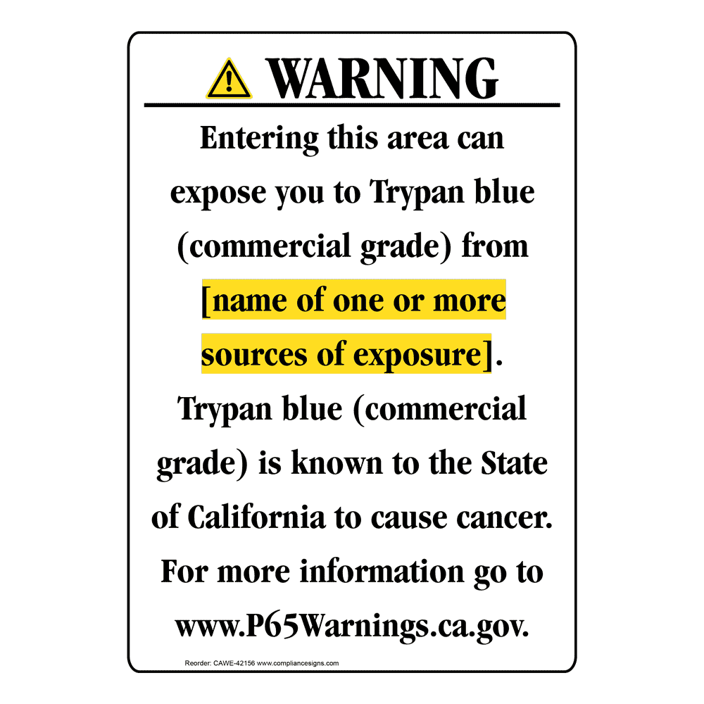 Portrait California Prop 65 Chemical Exposure Area Warning Sign CAWE42156