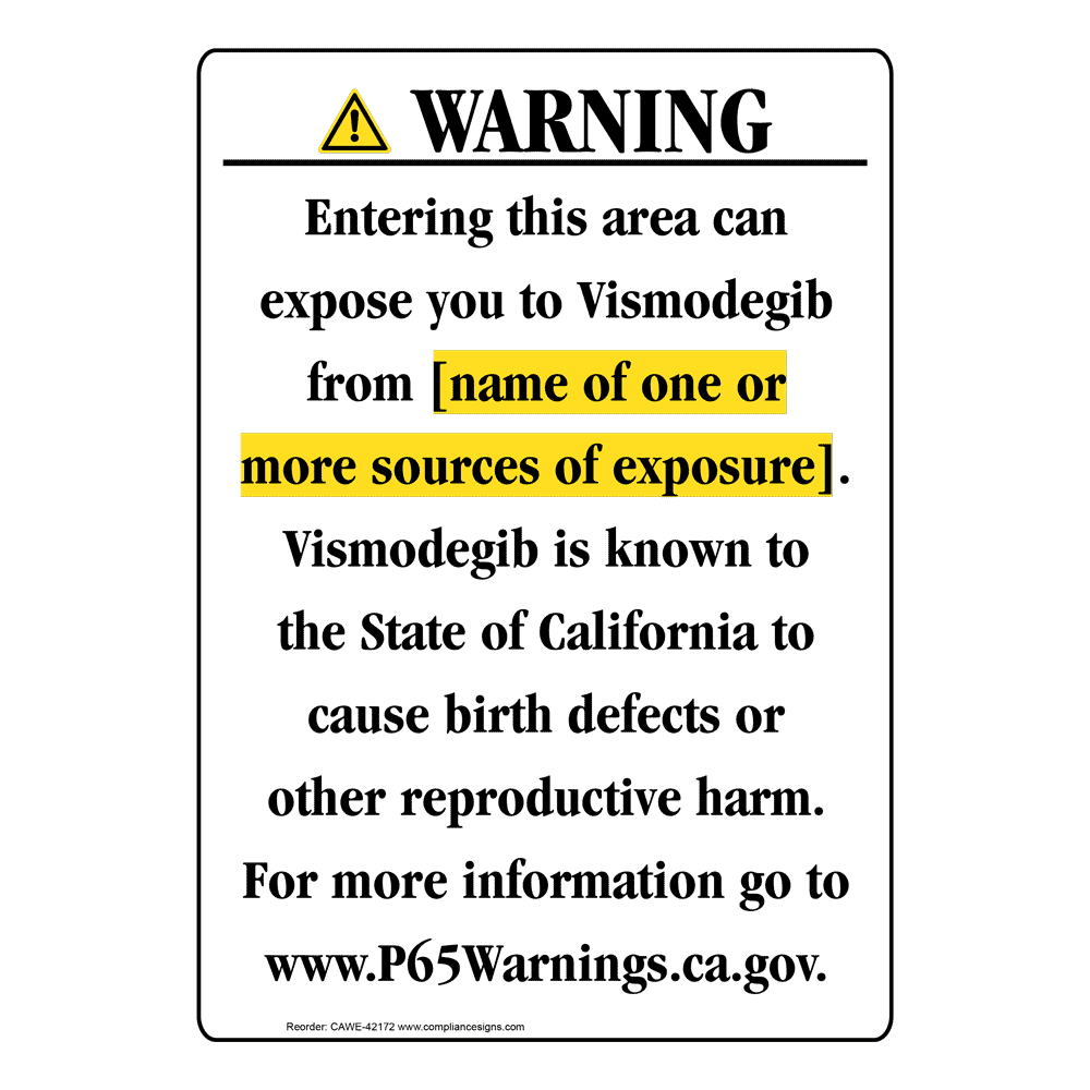 Portrait California Prop 65 Chemical Exposure Area Warning Sign CAWE-42172