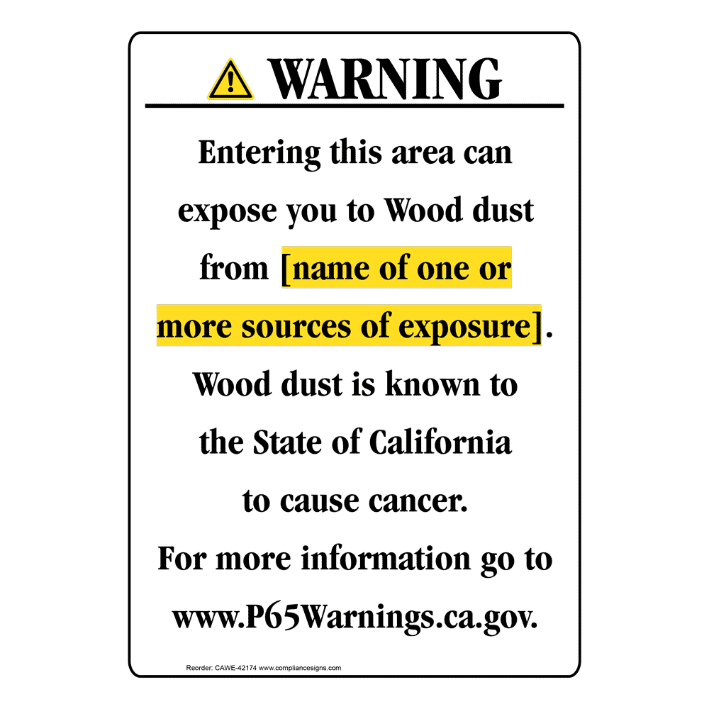 Portrait California Prop 65 Chemical Exposure Area Warning Sign CAWE-42174