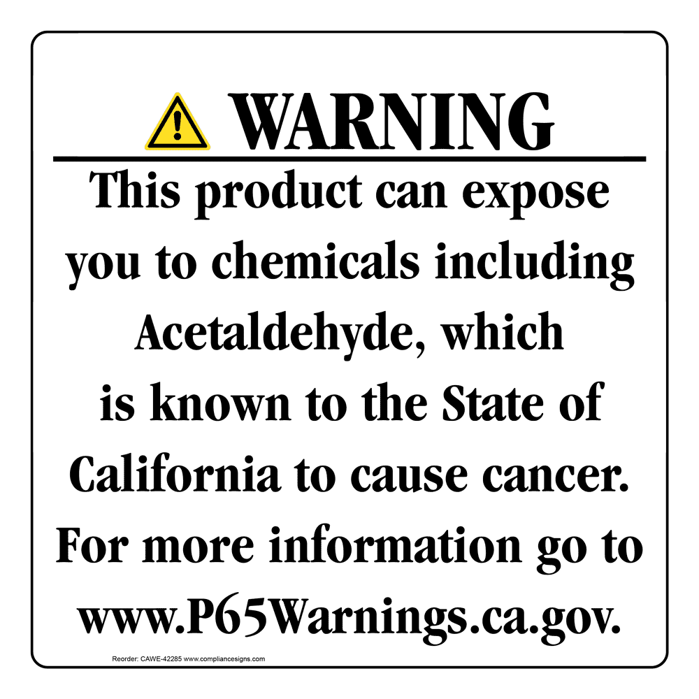 Portrait California Prop 65 Chemical Exposure Area Warning Sign CAWE-41427