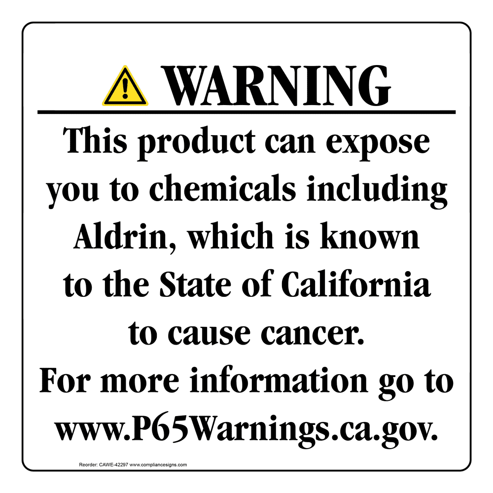 California Prop 65 Consumer Product Warning Sign CAWE42297