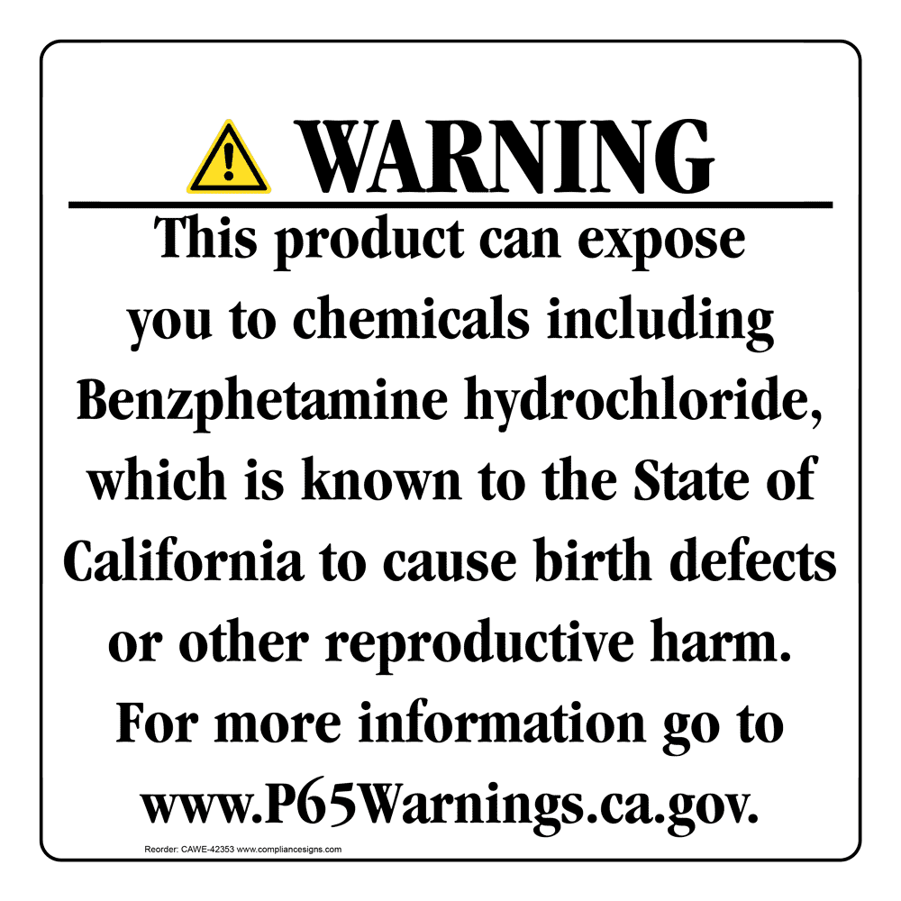 California Prop 65 Consumer Product Warning Sign CAWE-42353