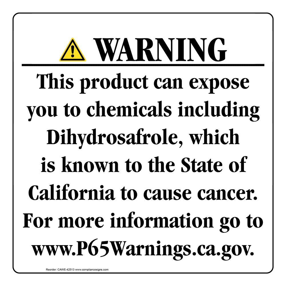 California Prop 65 Consumer Product Warning Sign CAWE-42513