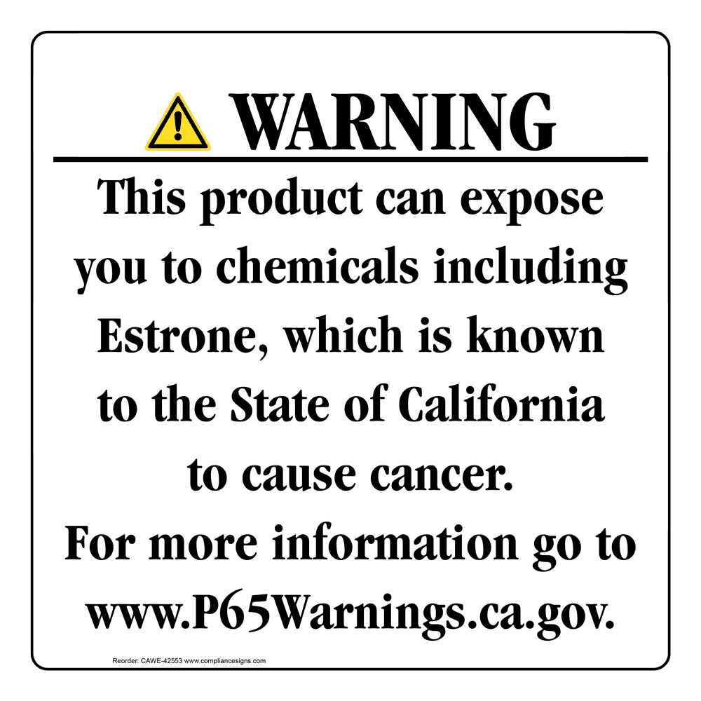 California Prop 65 Consumer Product Warning Sign CAWE42553