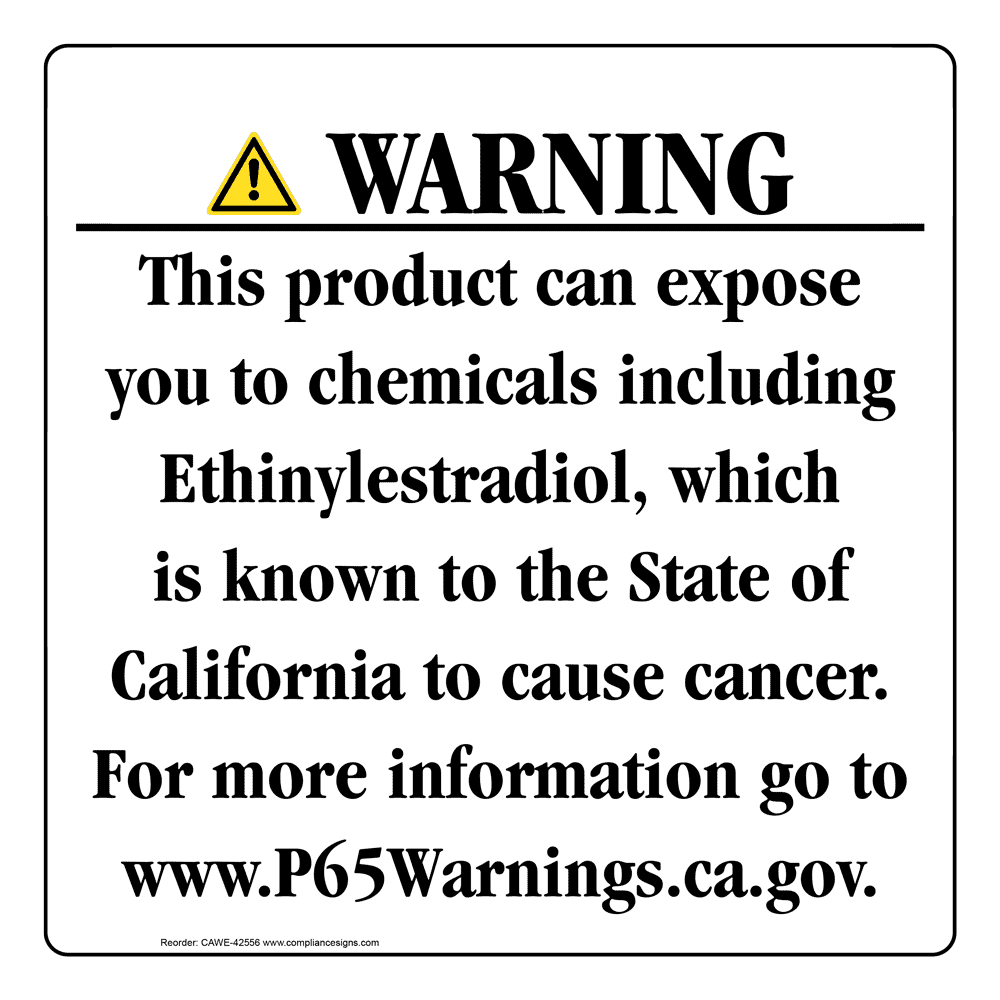 California Prop 65 Consumer Product Warning Sign CAWE42556