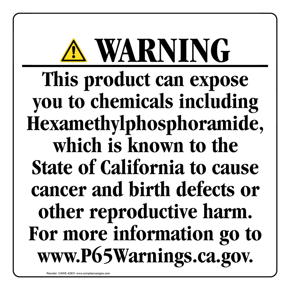 California Prop 65 Consumer Product Warning Sign CAWE-42631