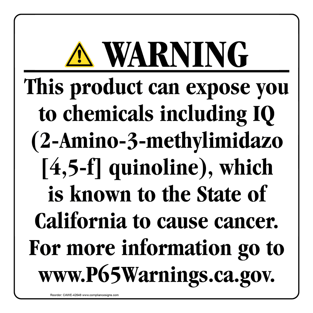 California Prop 65 Consumer Product Warning Sign CAWE42648