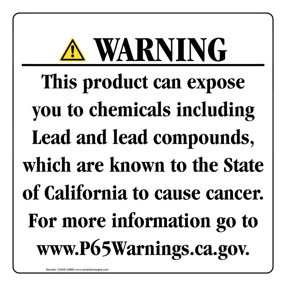 California Prop 65 Consumer Product Warning Sign CAWE-42660