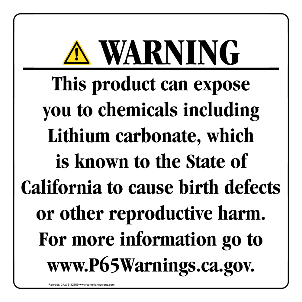 California Prop 65 Consumer Product Warning Sign CAWE-42669