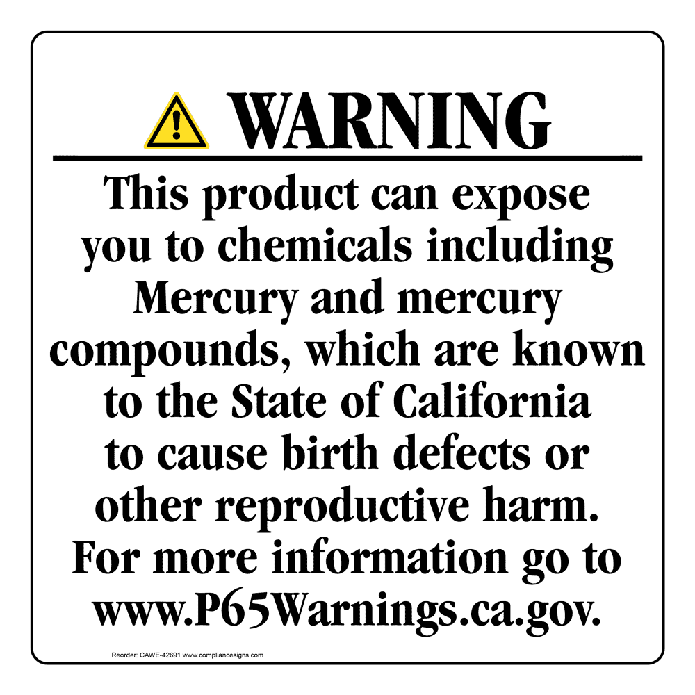 California Prop 65 Consumer Product Warning Sign CAWE42691