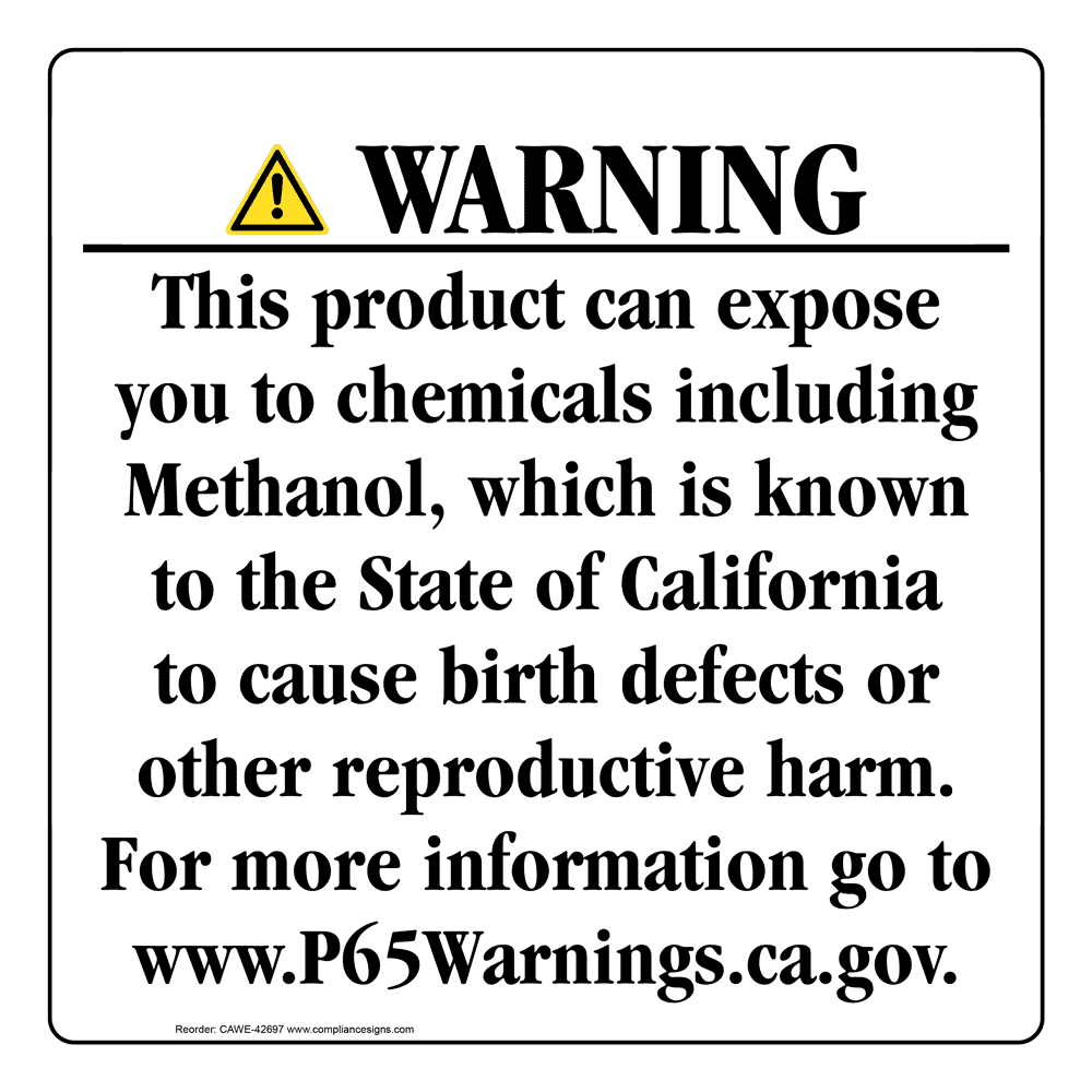 California Prop 65 Consumer Product Warning Sign CAWE42697