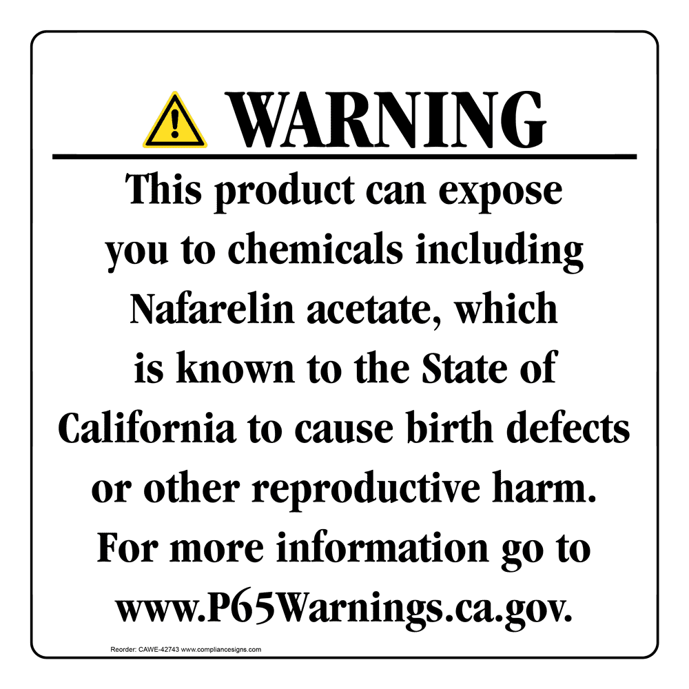 California Prop 65 Consumer Product Warning Sign CAWE-42743