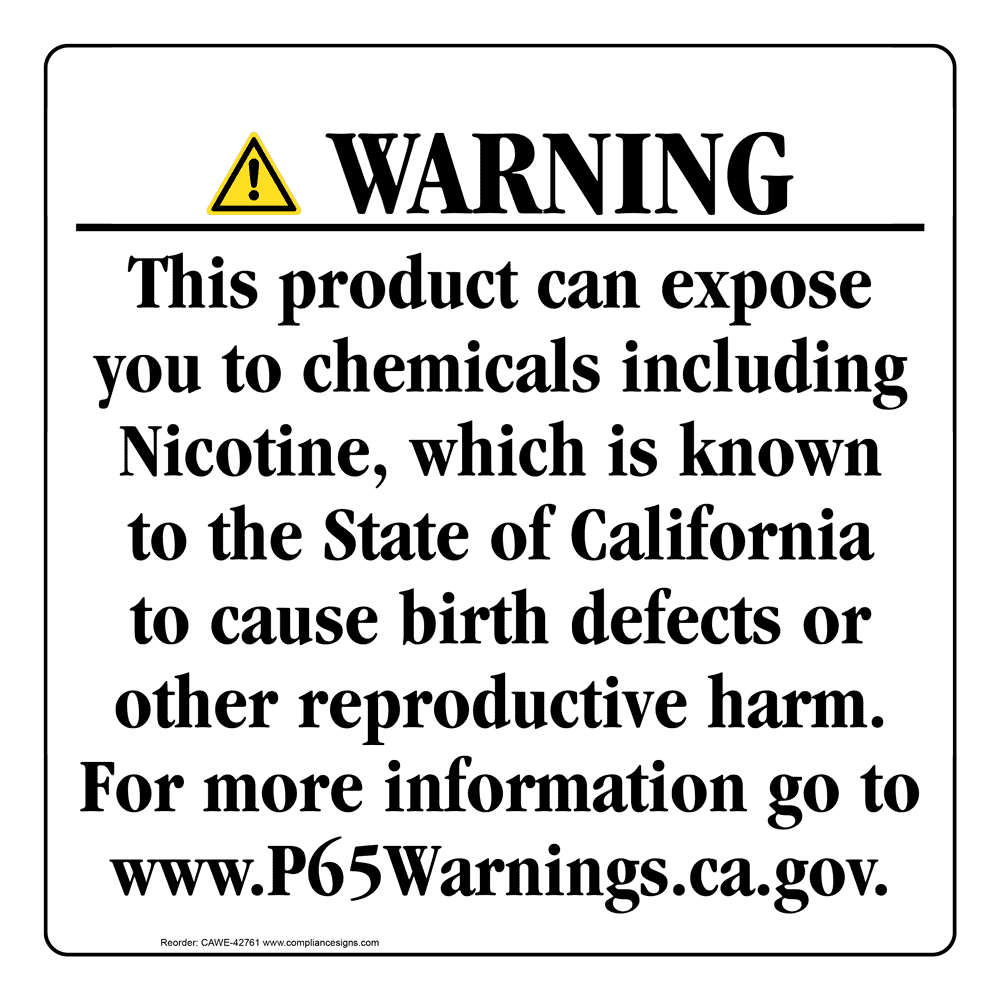 California Prop 65 Consumer Product Warning Sign CAWE42761