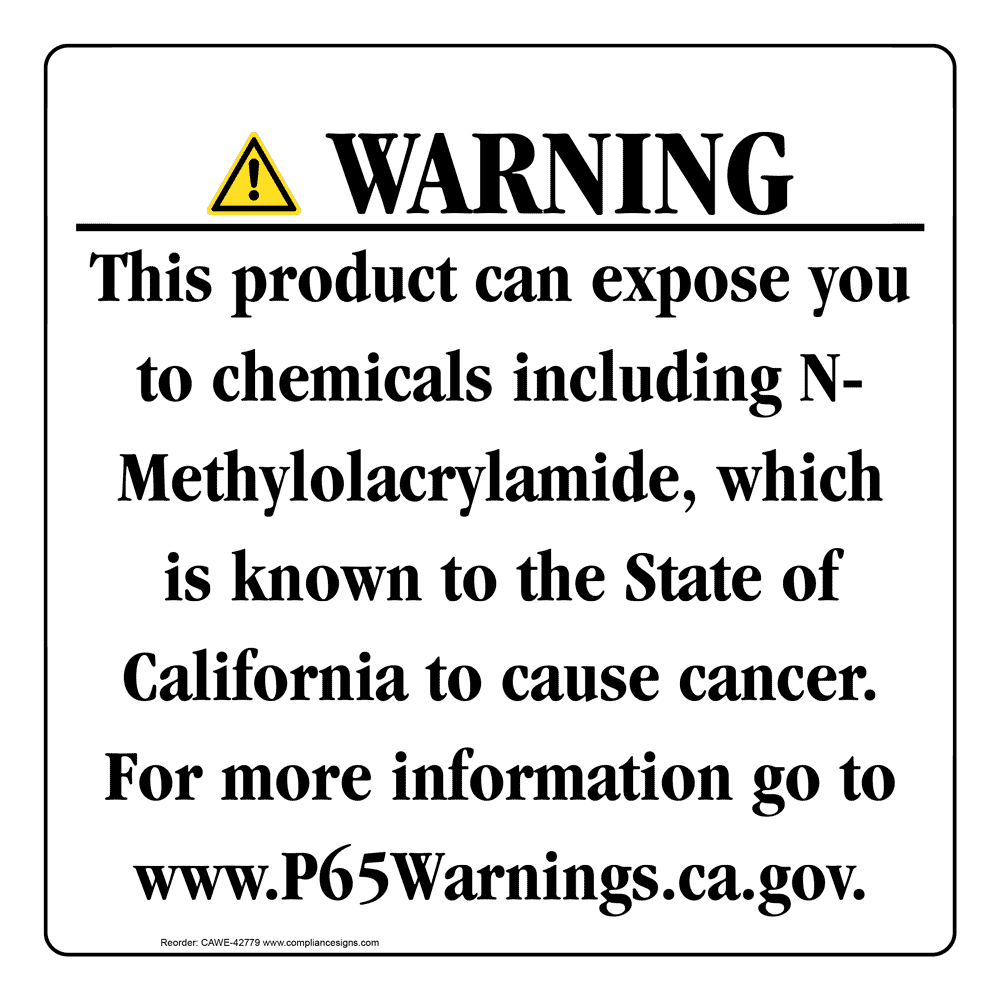 California Prop 65 Consumer Product Warning Sign CAWE-42779