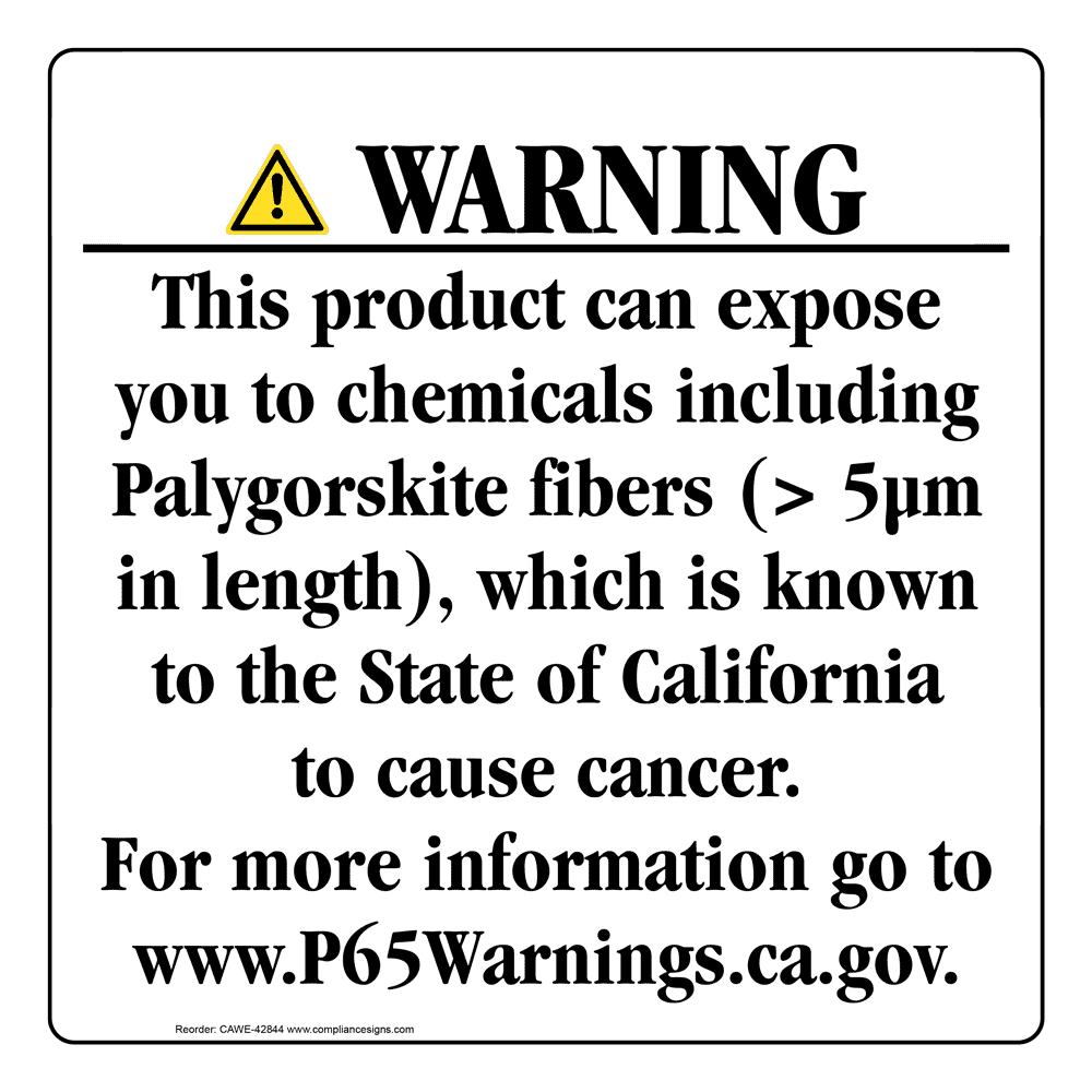 California Prop 65 Consumer Product Warning Sign CAWE-42844