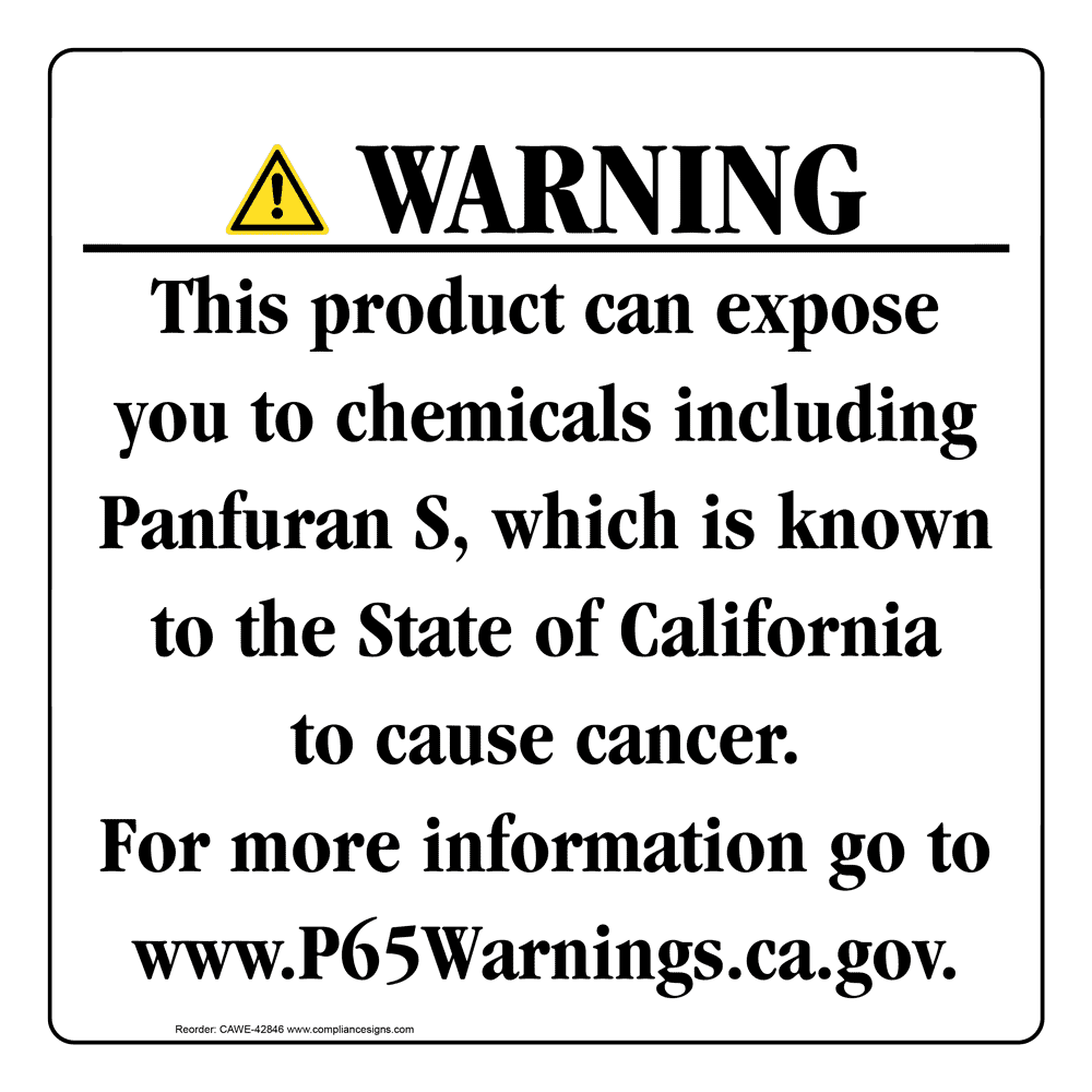 California Prop 65 Consumer Product Warning Sign CAWE42846