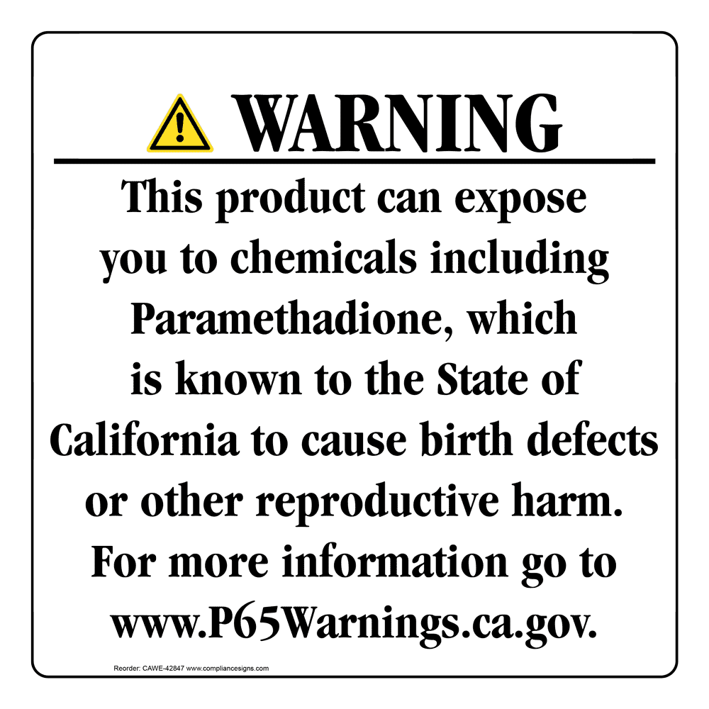 California Prop 65 Consumer Product Warning Sign CAWE42847