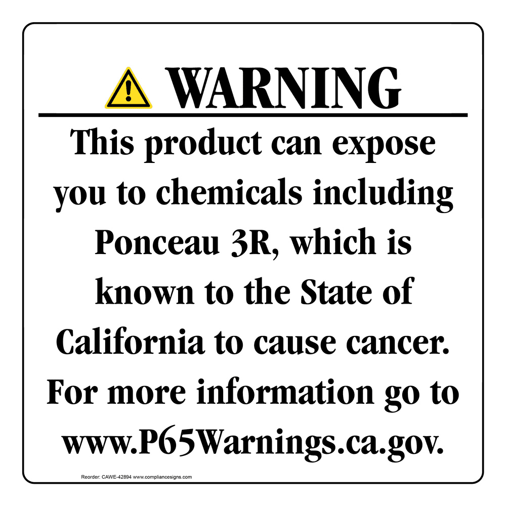 California Prop 65 Consumer Product Warning Sign CAWE42894