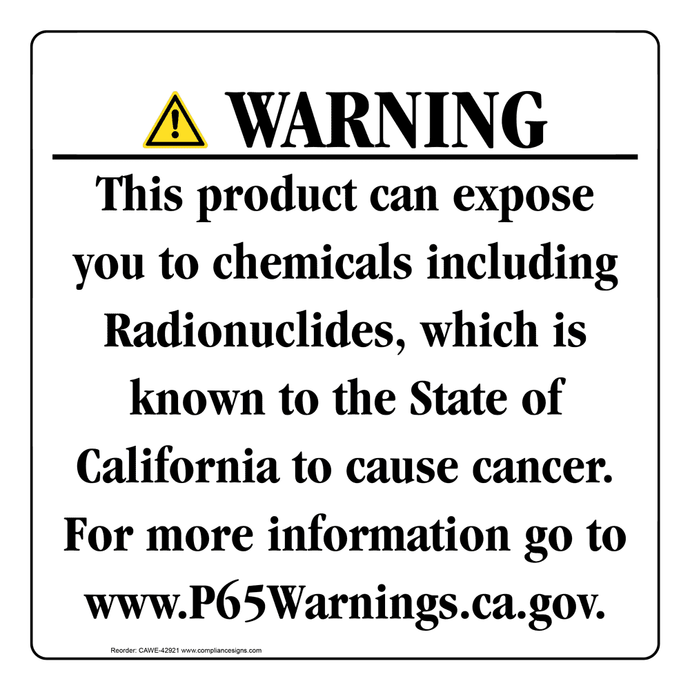 California Prop 65 Consumer Product Warning Sign CAWE42921