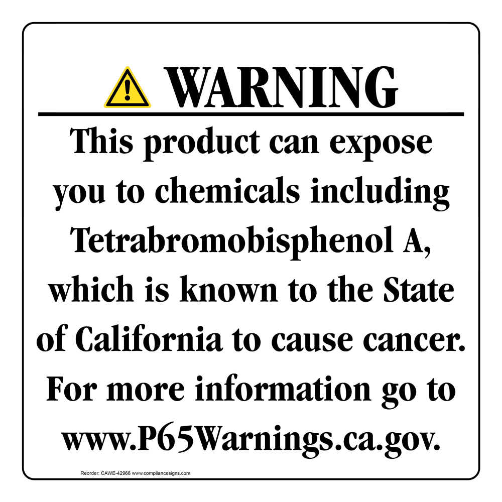 California Prop 65 Consumer Product Warning Sign CAWE-42966