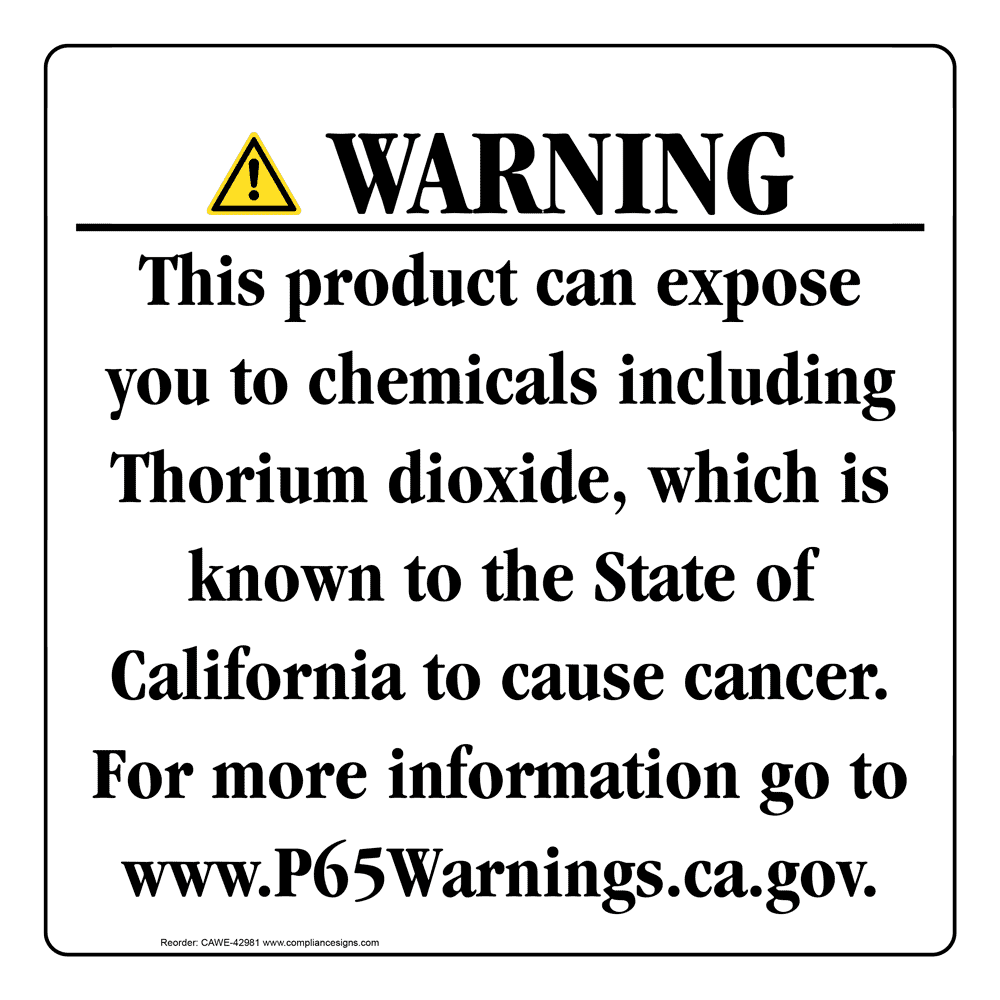 California Prop 65 Consumer Product Warning Sign CAWE42981