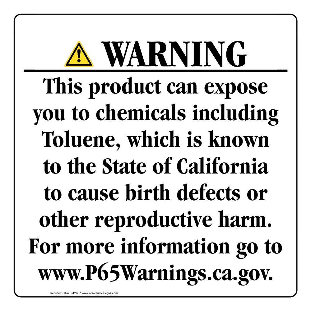 California Prop 65 Consumer Product Warning Sign CAWE42987