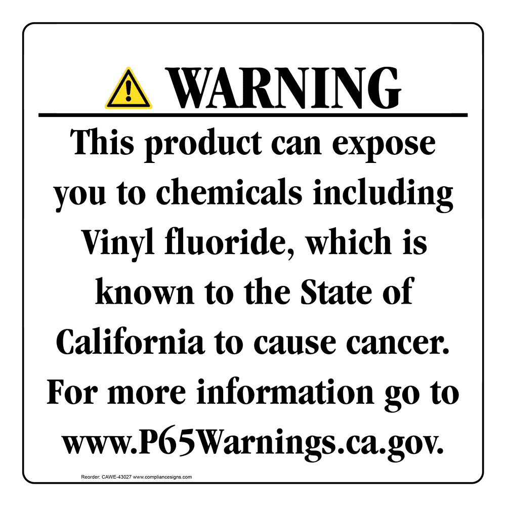 California Prop 65 Consumer Product Warning Sign CAWE43027