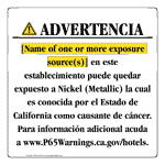 Spanish California Prop 65 Hotel Warning Sign CAWS-40113
