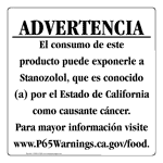 Spanish California Prop 65 Food Warning Sign CAWS-41228