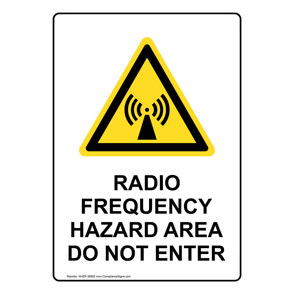 Portrait Radio Frequency Hazard Sign With Symbol NHEP36593