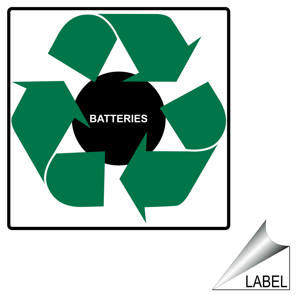 Batteries Recycle Symbol Label LABELSYM327 Recyclable Items