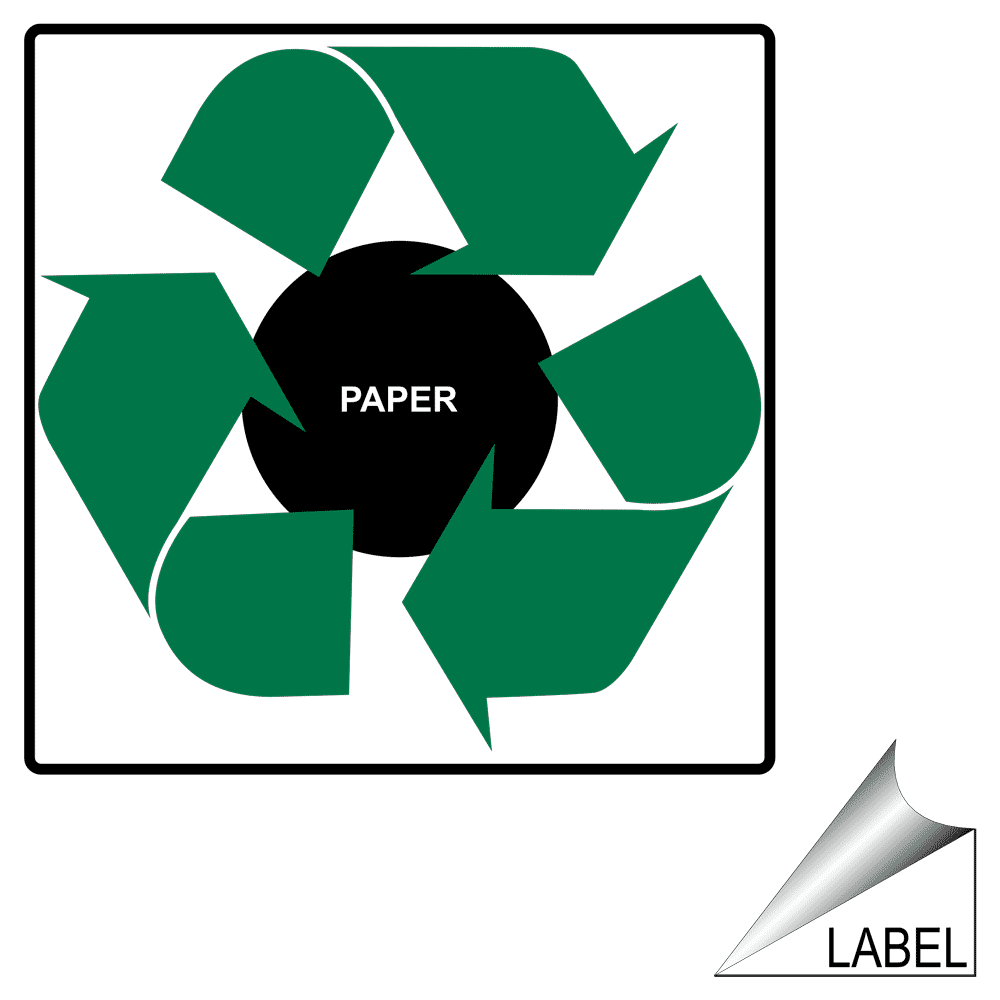Paper Recycle Symbol Label LABELSYM343 Recycling / Trash / Conserve