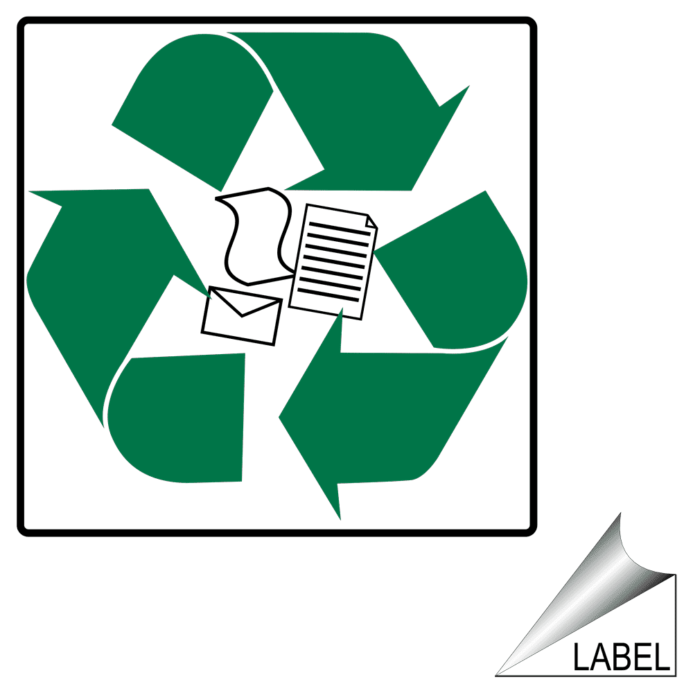 Mixed Paper Recycle Symbol Label LABELSYM365 Recyclable Items