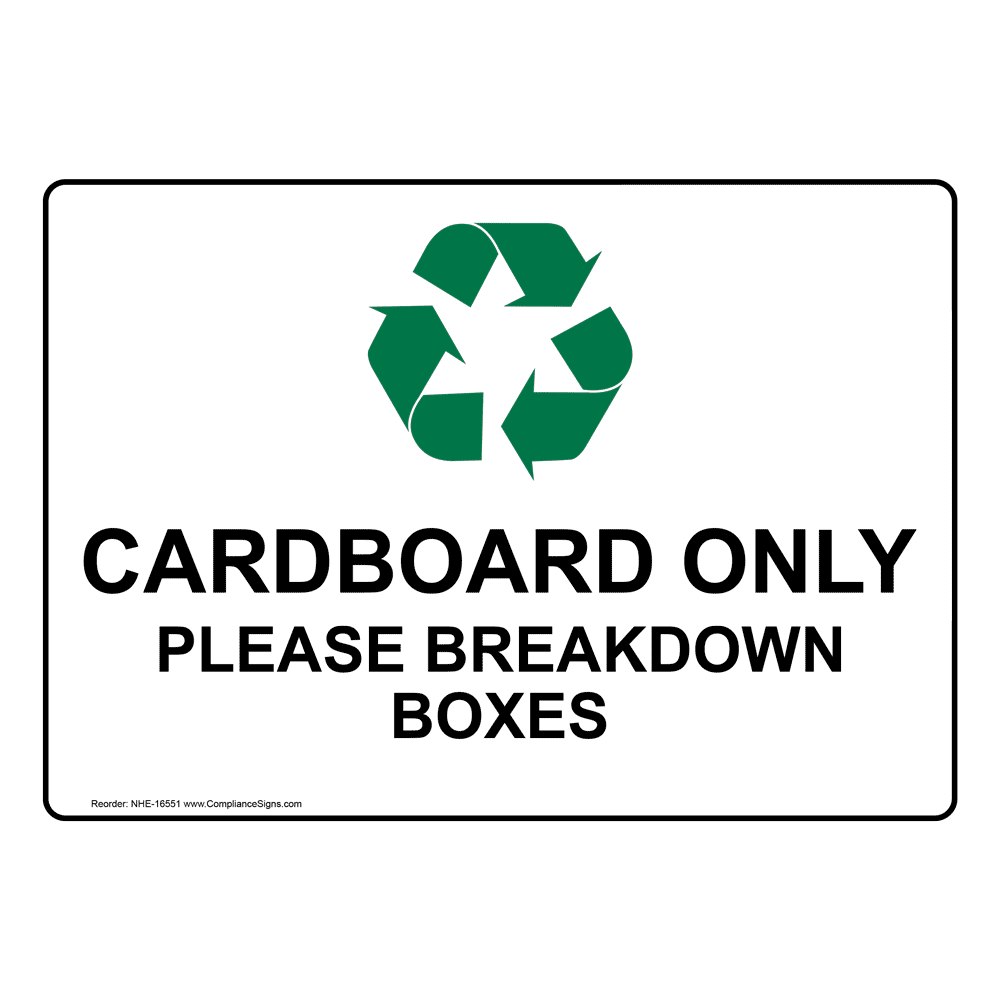 Cardboard Only Please Breakdown Boxes Bilingual Sign NHB16551