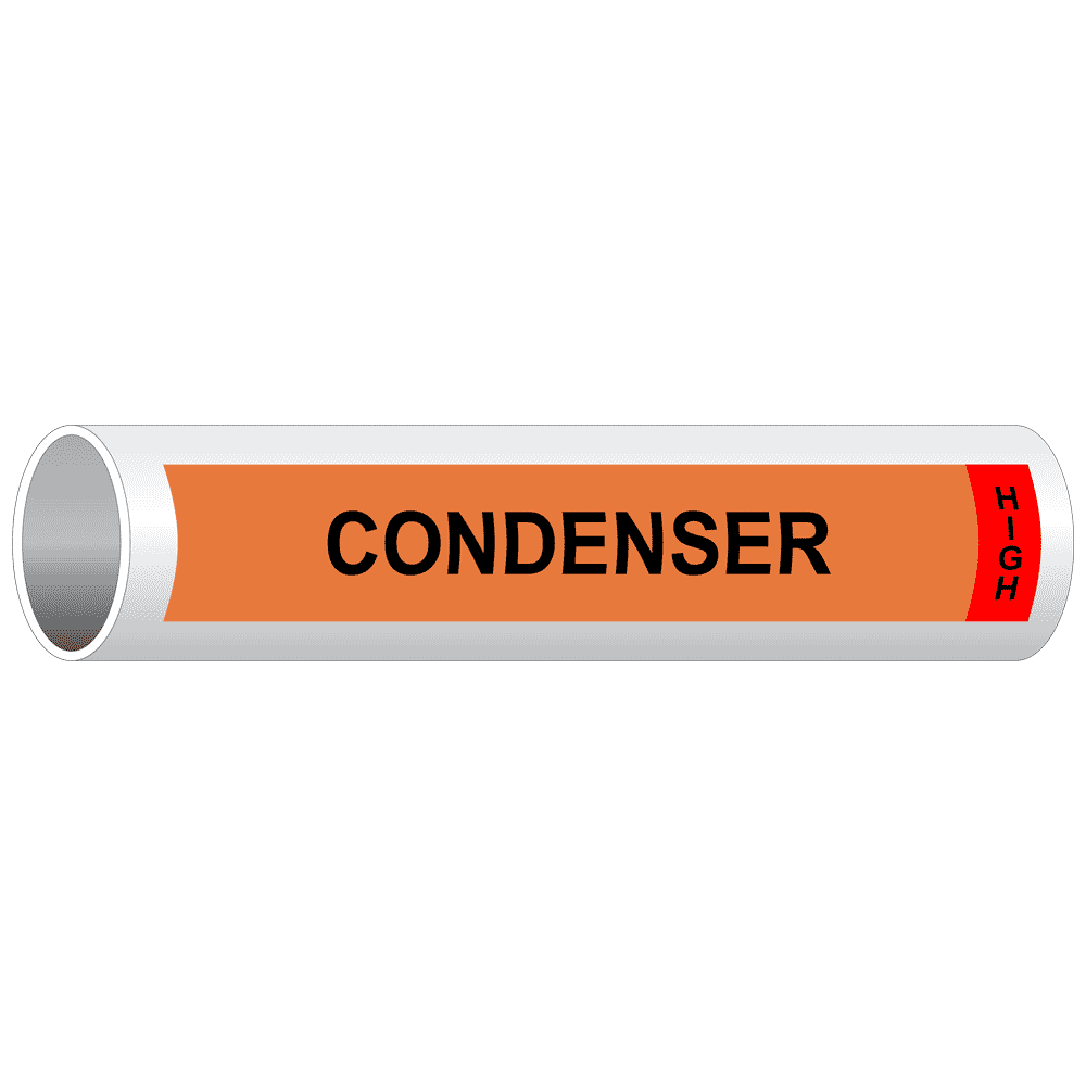 Orange Condenser High Pipe Marking Label PIPE-50860