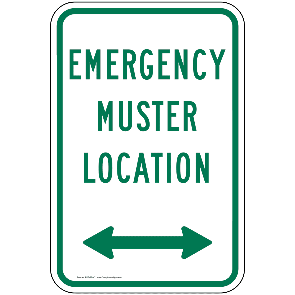Emergency Muster Location [ Arrow ] Sign PKE27447 Emergency