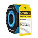 Yellow OSHA Caution Barricade Tags by the Roll