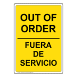 Out Of Order Bilingual Sign NHB-8645 Restroom Closed / Out of Order