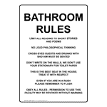 Portrait Bathroom Rules Limit All Reading To Sign NHEP-15938