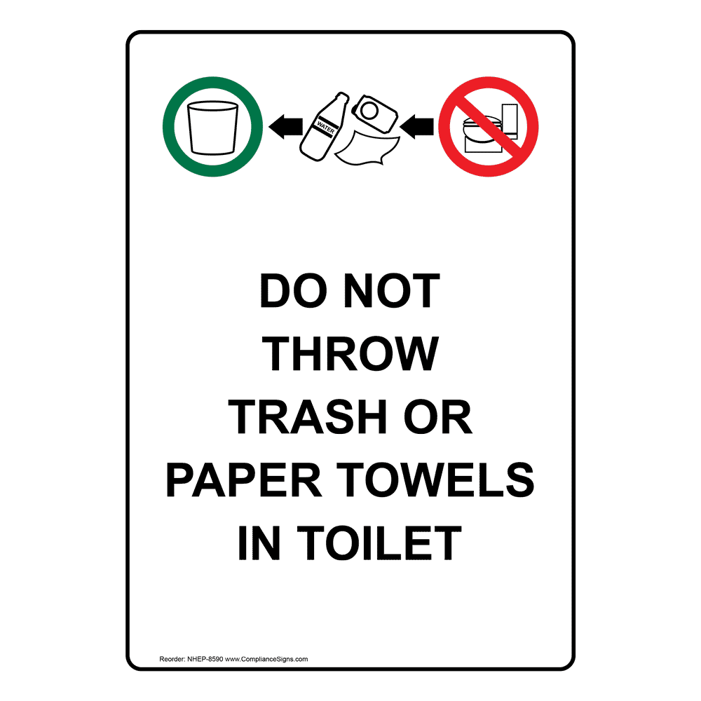 Portrait Do Not Throw Trash Or Paper Sign With Symbol NHEP8590