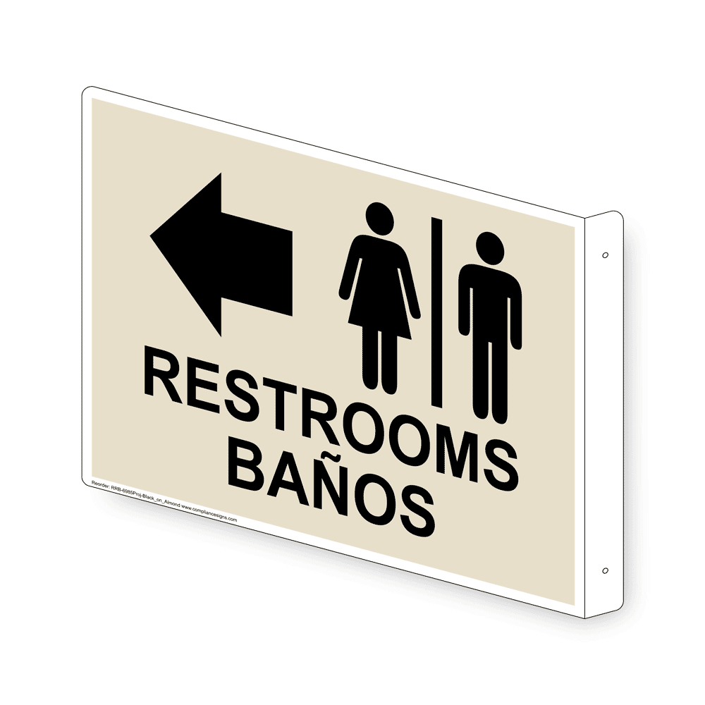 Banos Arrow Restroom Sign Spanish Version Funny Bathroom Toilet