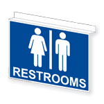 Restrooms With Symbol Sign RRE-6980Ceiling-WHTonBLU Restrooms