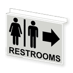 Restrooms With Symbol Right Sign RRE-6982Ceiling-BLKonPRLGY Restrooms