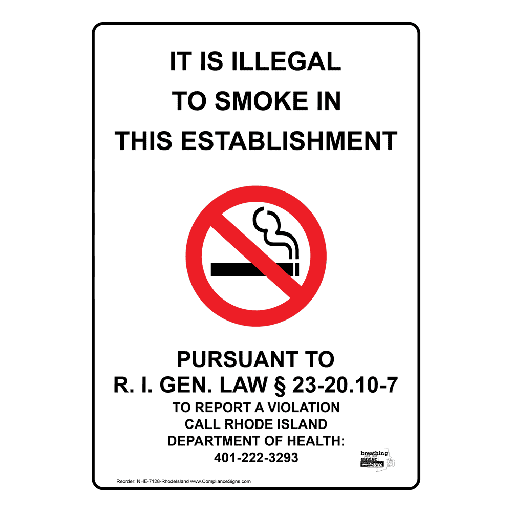 Illegal Smoke In This Establishment Pursuant Sign NHE7128RhodeIsland