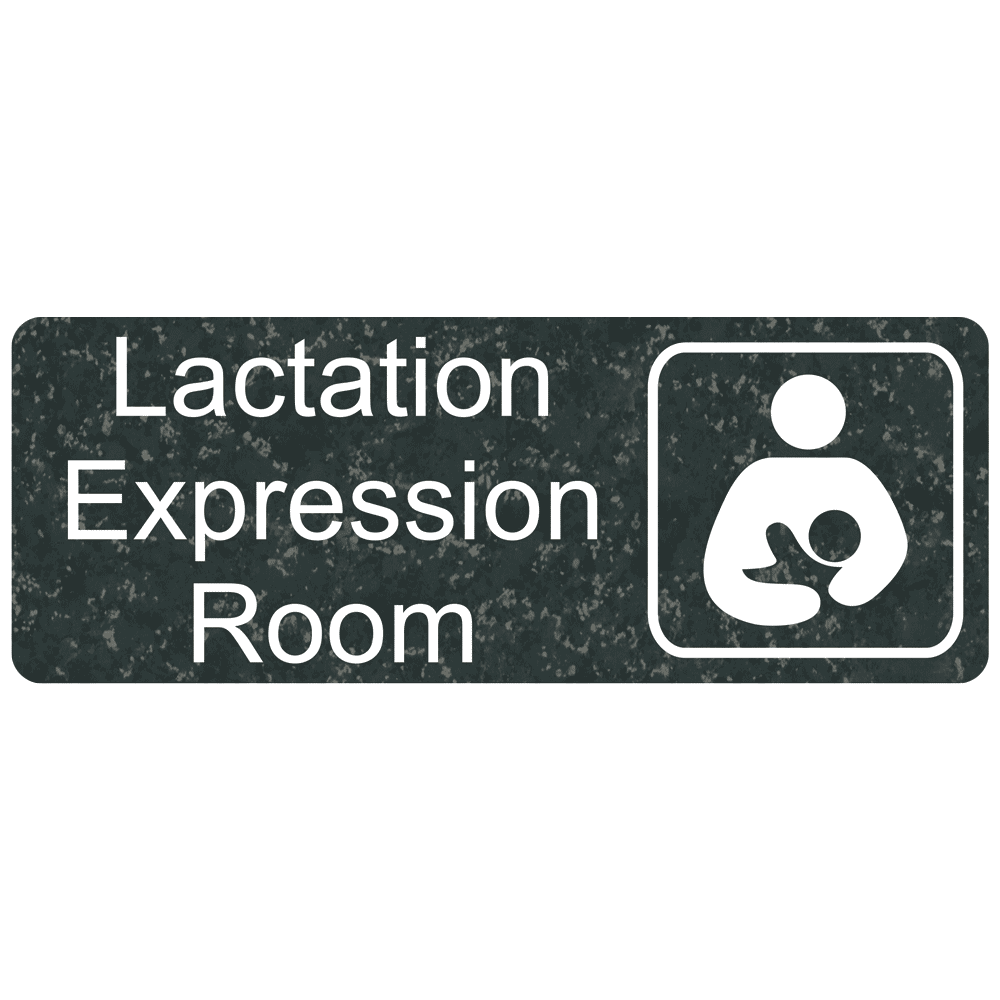 Charcoal Marble Lactation Expression Room Engraved Sign With Symbol EGRE-37162-SYM-WHTonCHMRBL