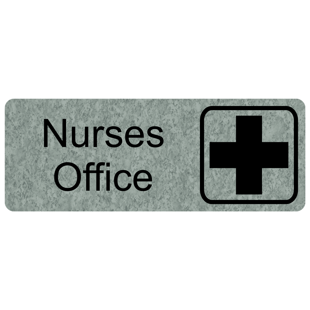 Nurses Office Engraved Sign EGRE483SYMBLKonPLMRBL Wayfinding