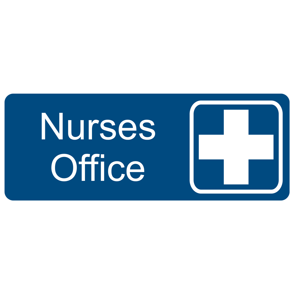 Nurses Office Engraved Sign EGRE483SYMWHTonBLU Wayfinding